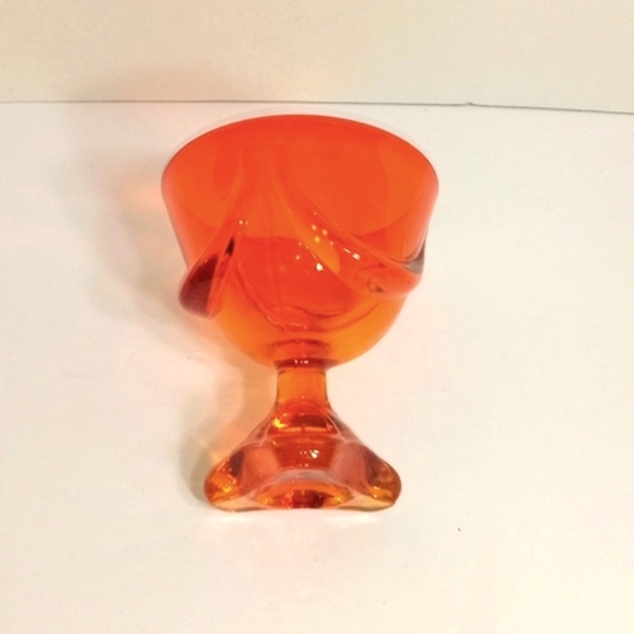 Viking Epic Drape Glitzy Orange/ Yellow Round Footed Compote VINTAGE - Picture 4 of 8